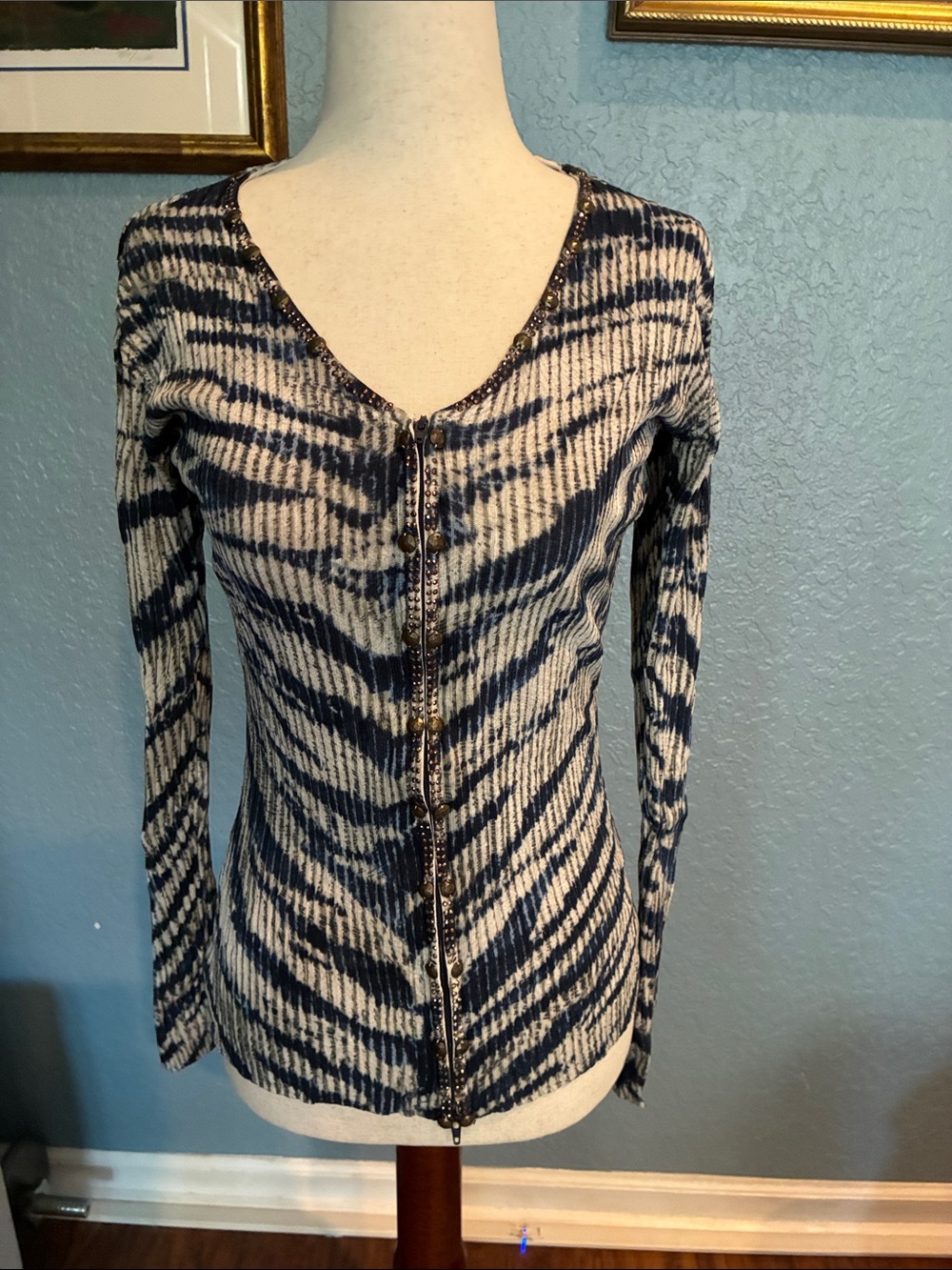 Cache Studded Zip-up Top